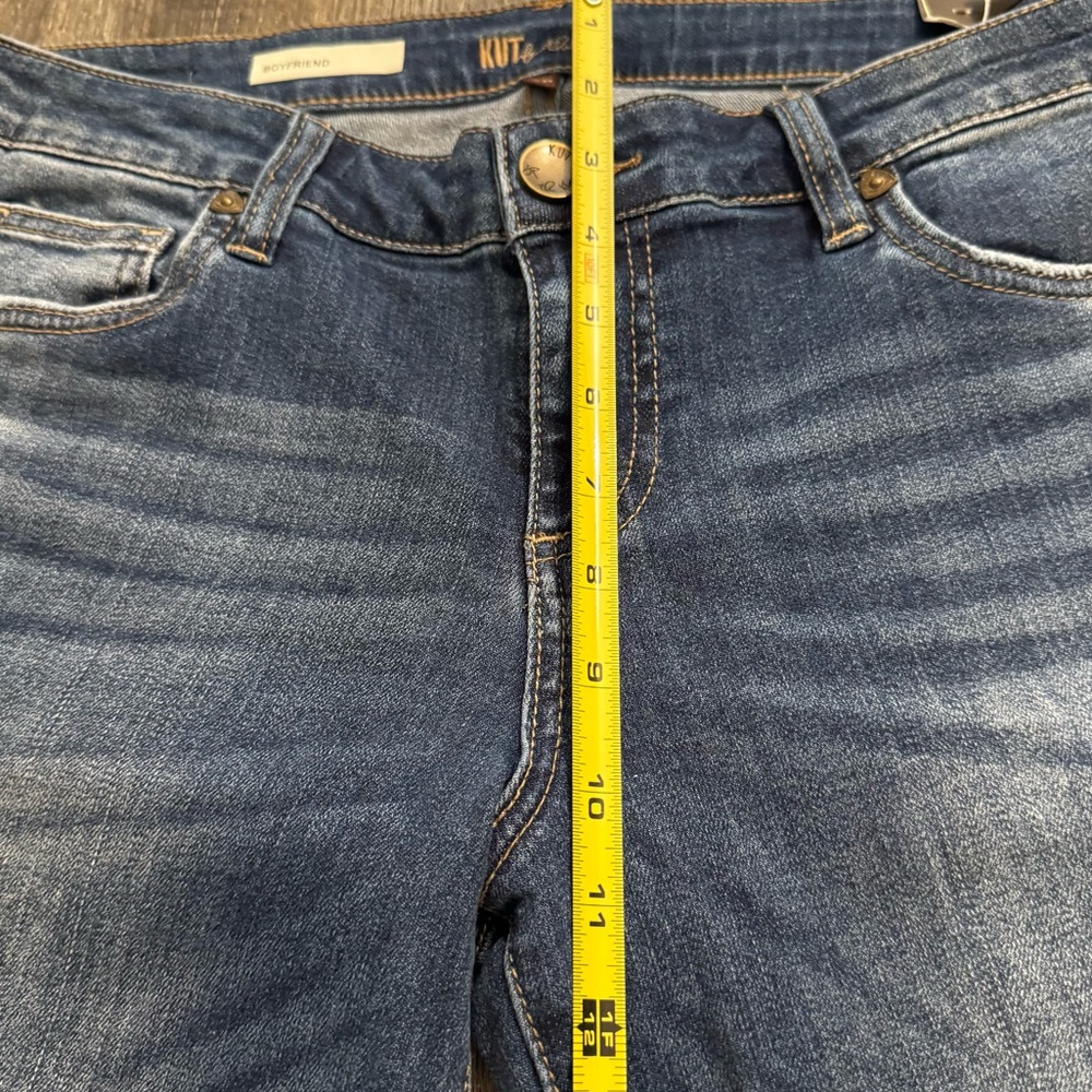Kut From The Kloth Dark Wash Distressed  Boyfriend style Women’s Jeans 8petite - Picture 4 of 8